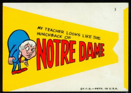 1967 Topps Comic Football Pennants Notre Dame